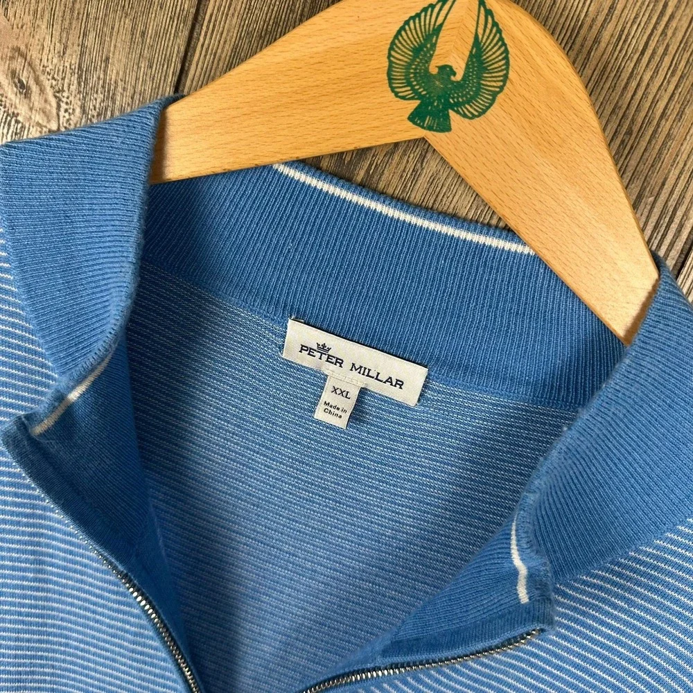 Peter Millar Crown Soft Quarter Zip Pullover Sweater Luxe Casual Striped Men XXL